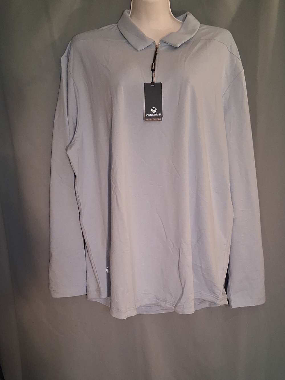 Light Gray Long-Sleeve Polo Shirt